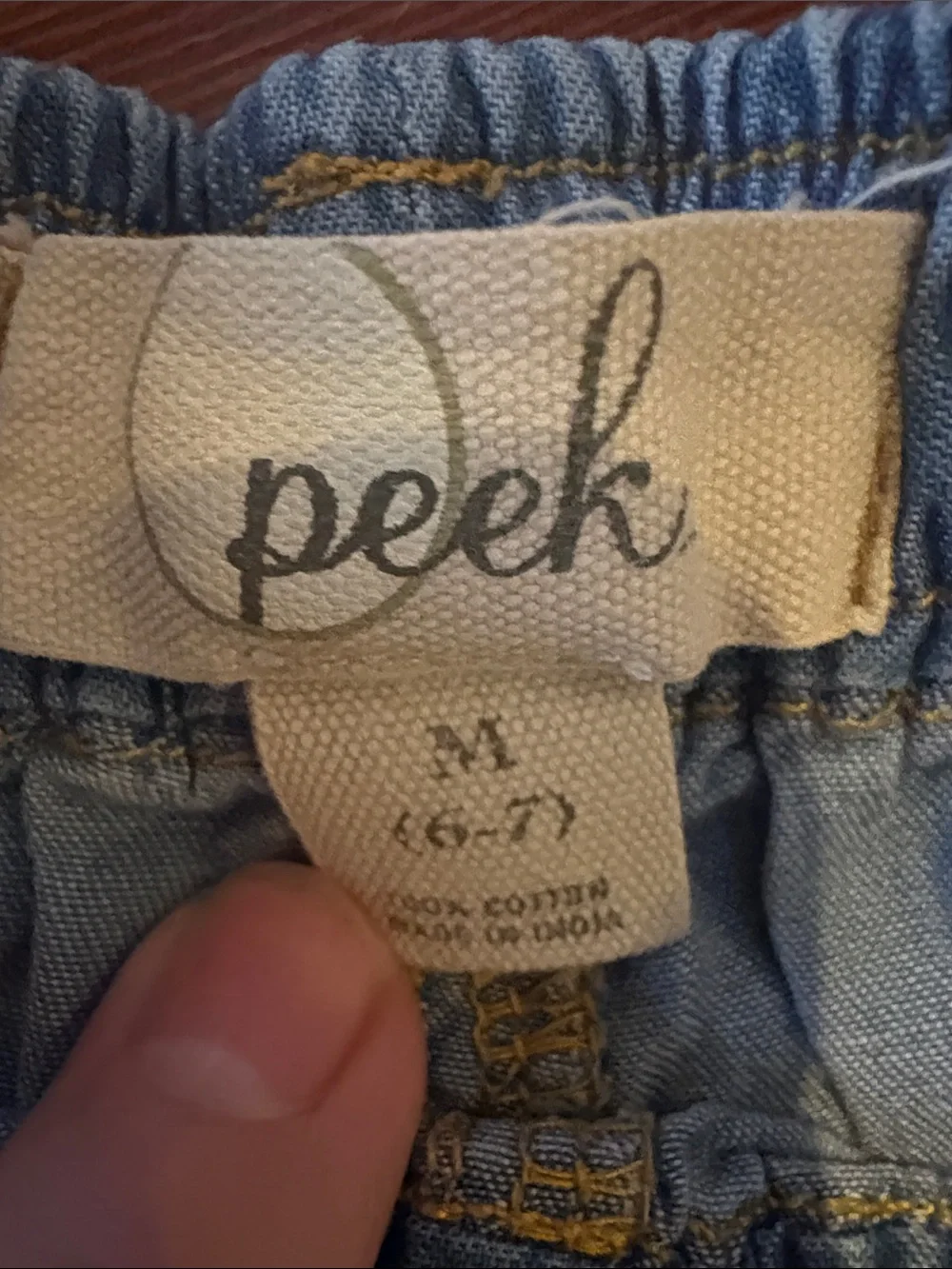 Peek Denim Shorts with Pink Embroidered Trim